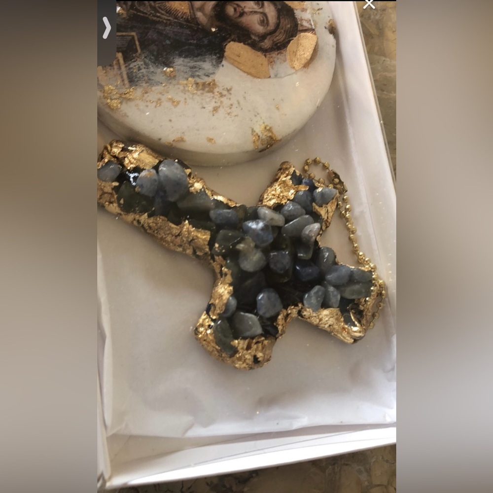 RELIGIOUS ICON & CROSS BLUE QUARTZ - Picture 3 of 4